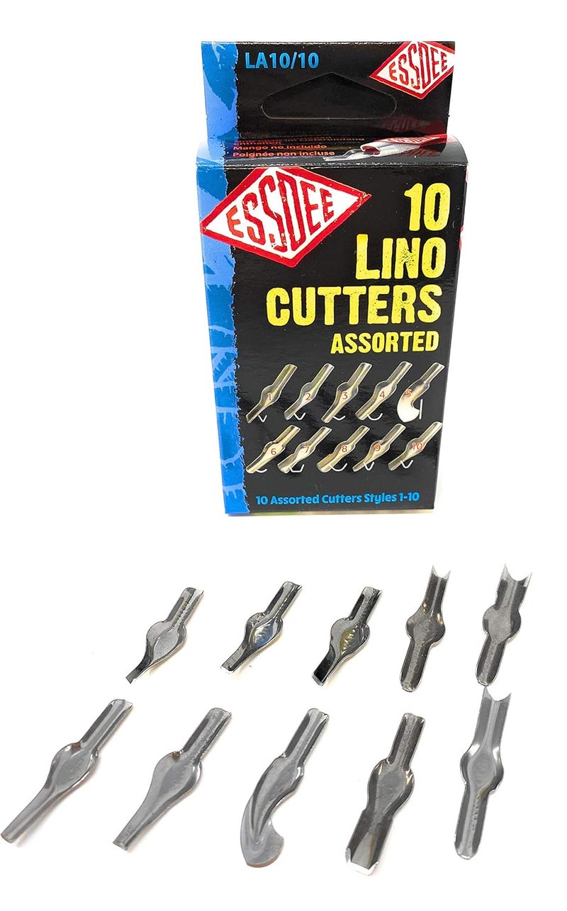 Essdee Linoleum Cutter Tools - Style 1 to 10 Sizes Lino Blades - High Carbon Steel - Pack of 10 - Made in UK - Image 1